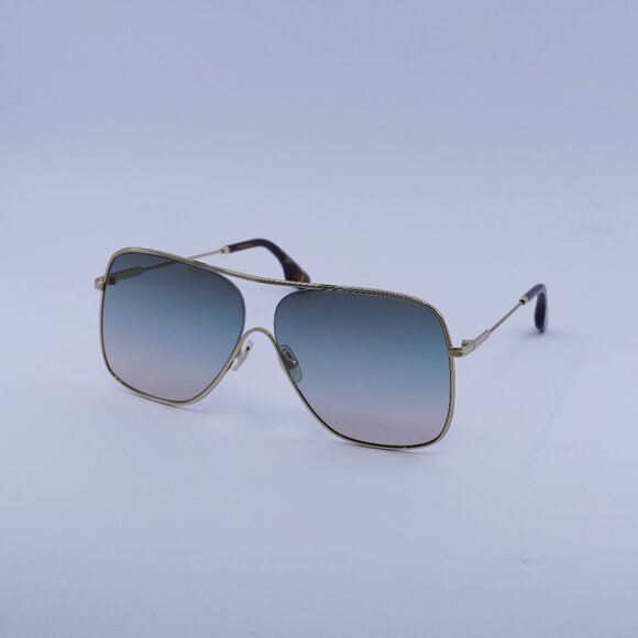 Victoria Beckham VB132S 756 Sunglasses Gold Aviator Frame, Petrol Lenses - Picture 1 of 12